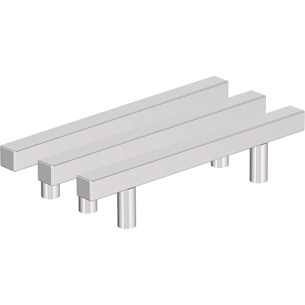 image:imageAmerock 10BX37177MB  Matte Black Cabinet Pull  5116 inch 128mm CentertoCenter  30 Pack  Bar Pulls Square  Furniture HardwarePolished Chrome