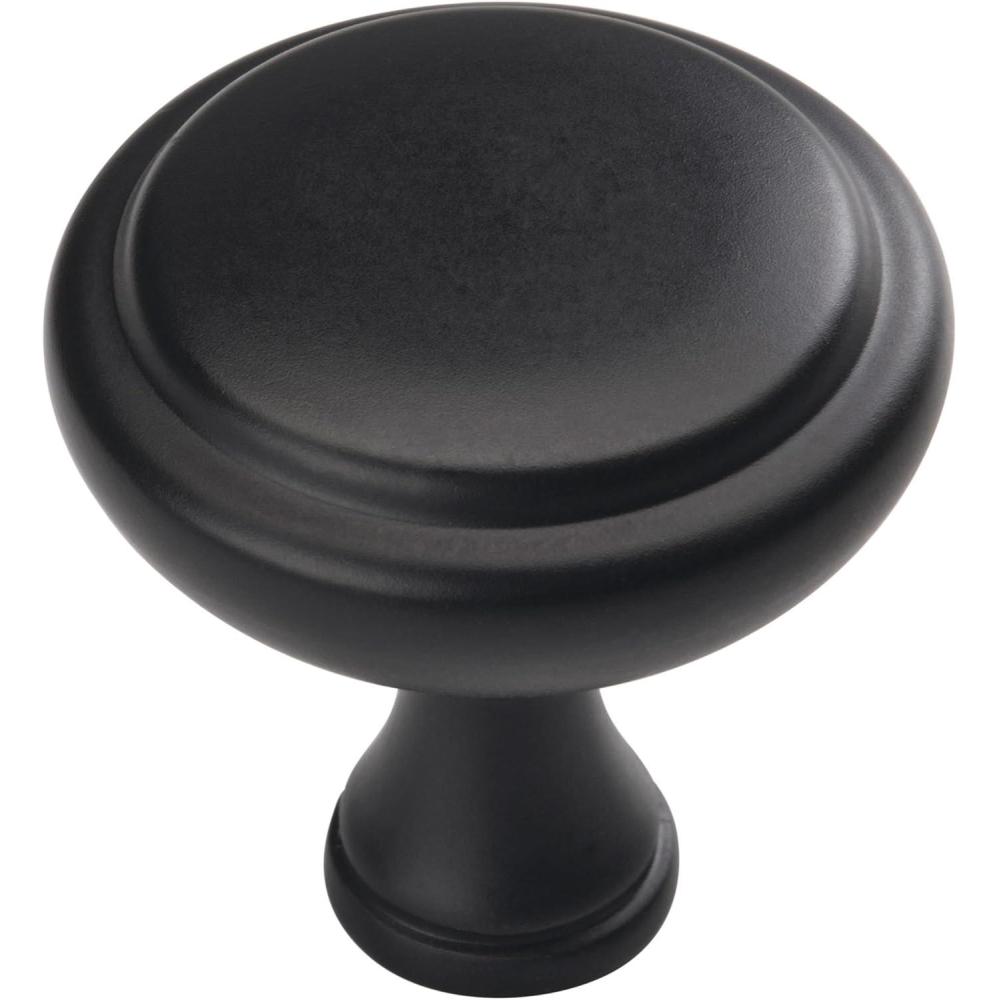 image:imageAmerock Arden 114 inch 32mm Diameter Satin Nickel Cabinet Knob 10 PackMatte Black