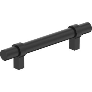 Amerock Central 5-1/16 inch (128mm) Center-to-Center Polished Chrome Cabinet Pull – 10 Pack(Matte Black)