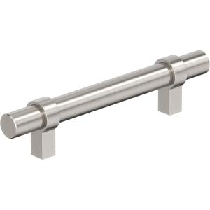 Amerock Central 5-1/16 inch (128mm) Center-to-Center Polished Chrome Cabinet Pull – 10 Pack(Satin Nickel)