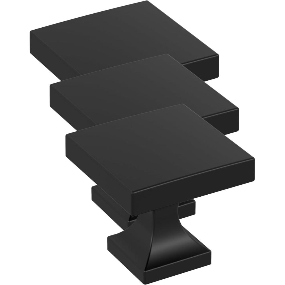 image:imageAmerock 10BX37024MB  Matte Black Cabinet Knob  1116 inch 27mm Length  30 Pack  Pedestal  Furniture Hardware