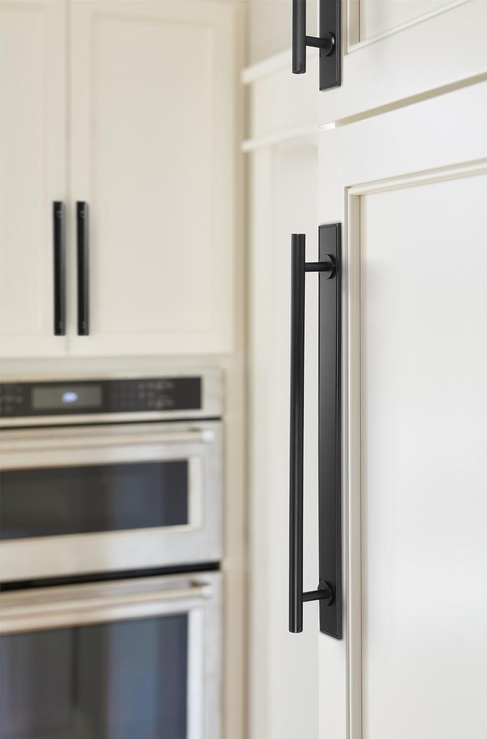 image:imageAmerock Thoreau 81316 inch 224mm CentertoCenter Rectangle Polished Chrome Cabinet Pull Backplate BP3760626Matte Black