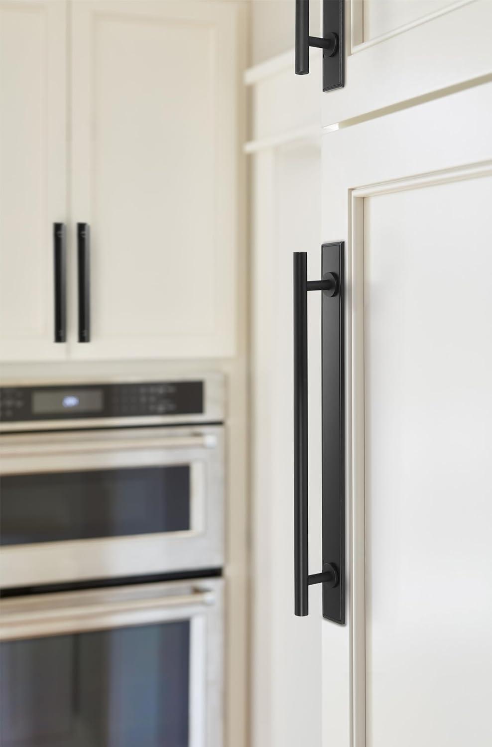 image:imageAmerock Thoreau 81316 inch 224mm CentertoCenter Rectangle Polished Chrome Cabinet Pull Backplate BP3760626Matte Black