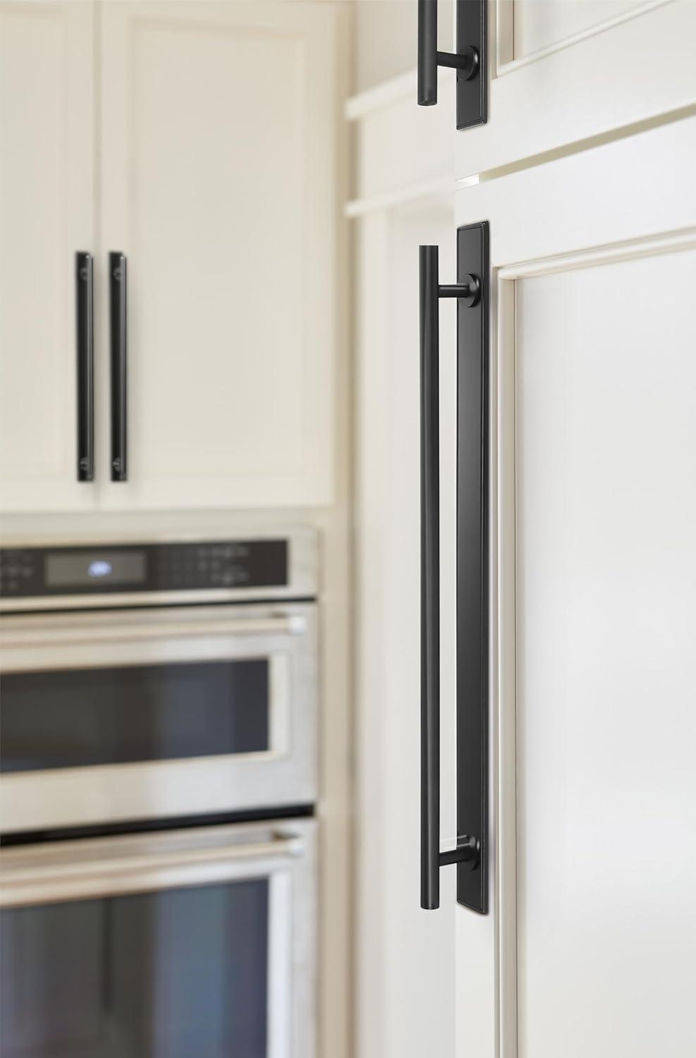 image:imageAmerock Thoreau 81316 inch 224mm CentertoCenter Rectangle Polished Chrome Cabinet Pull Backplate BP3760626Matte Black