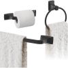 Amerock | Champagne Bronze | Highland Ridge | Towel Bar | 18 inch (457 mm) | 4 Piece | Bathroom Accessories Set(Matte Black)