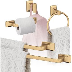Amerock | Champagne Bronze | Highland Ridge | Towel Bar | 18 inch (457 mm) | 4 Piece | Bathroom Accessories Set(Champagne Bronze)