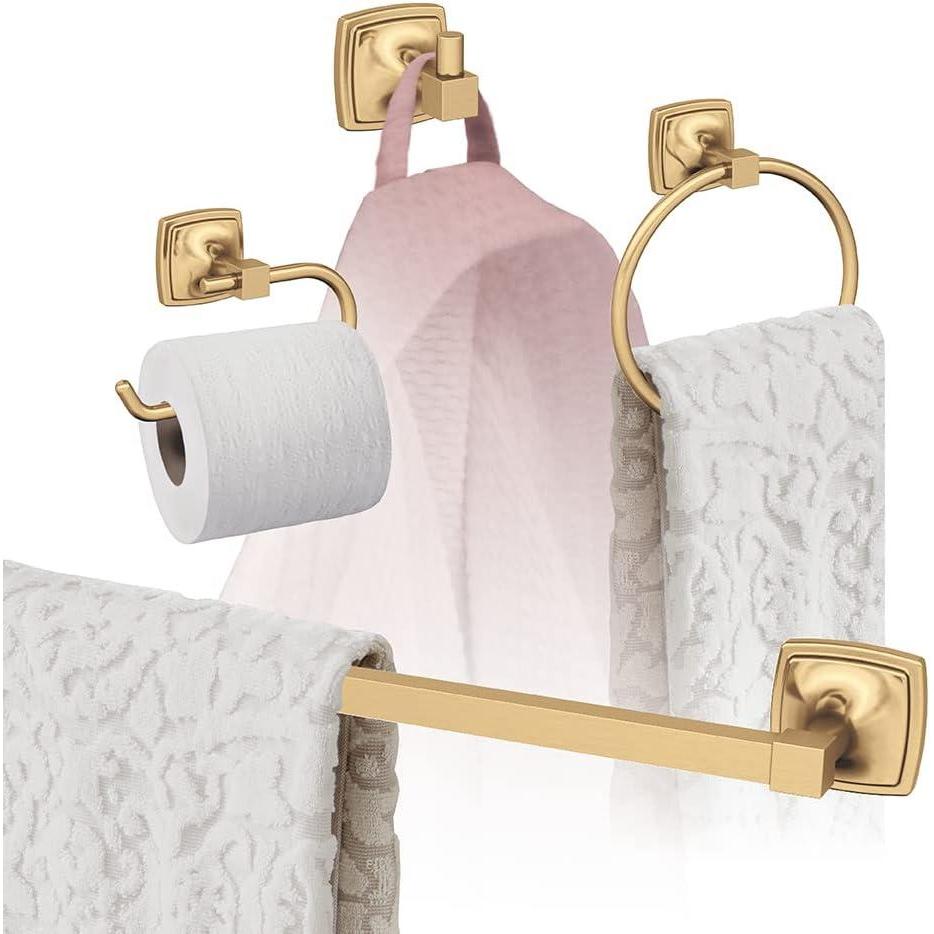image:imageAmerock Champagne Bronze Stature Towel Bar 24 inch 610 mm 4 Piece Bathroom Accessories Set