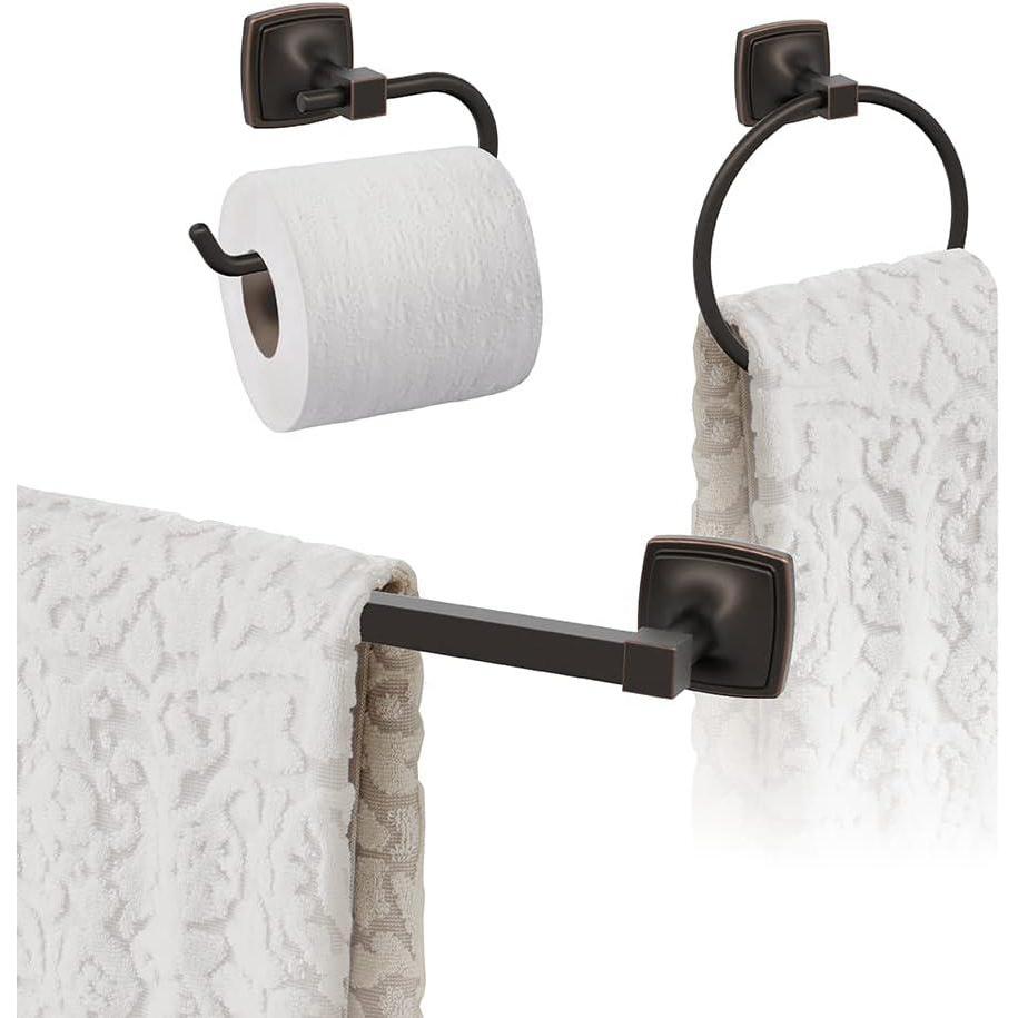 image:imageAmerock Oil Rubbed Bronze Stature Towel Bar 18 inch 457 mm 3 Piece Bathroom Accessories Set