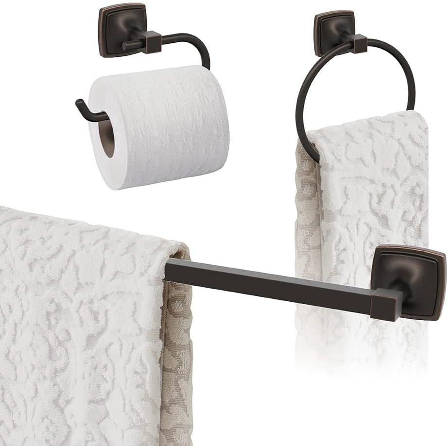 image:imageAmerock OilRubbed Bronze Stature Towel Bar 24 inch 610 mm 3 Piece Bathroom Accessories Set