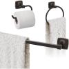 Amerock | Oil-Rubbed Bronze | Stature | Towel Bar | 24 inch (610 mm) | 3 Piece | Bathroom Accessories Set