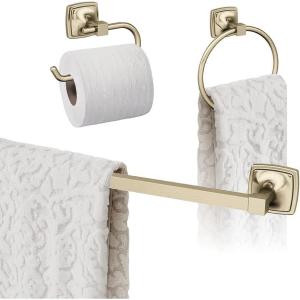 Amerock | Golden Champagne | Stature | Towel Bar | 24 inch (610 mm) | 3 Piece | Bathroom Accessories Set