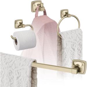 Amerock | Golden Champagne | Stature | Towel Bar | 24 inch (610 mm) | 4 Piece | Bathroom Accessories Set