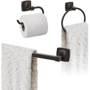 Amerock | Oil Rubbed Bronze | Stature | Towel Bar | 18 inch (457 mm) | 3 Piece | Bathroom Accessories Set
