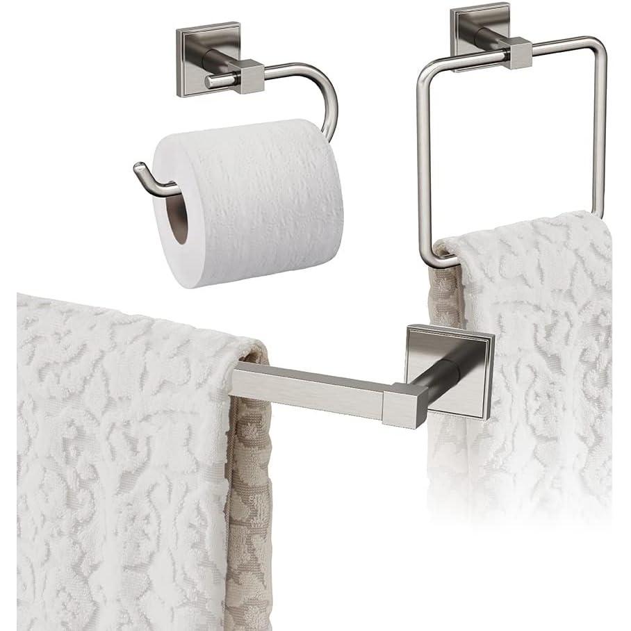 image:imageAmerock Brushed Nickel Appoint Towel Bar 18 inch 457 mm 3 Piece Bathroom Accessories Set