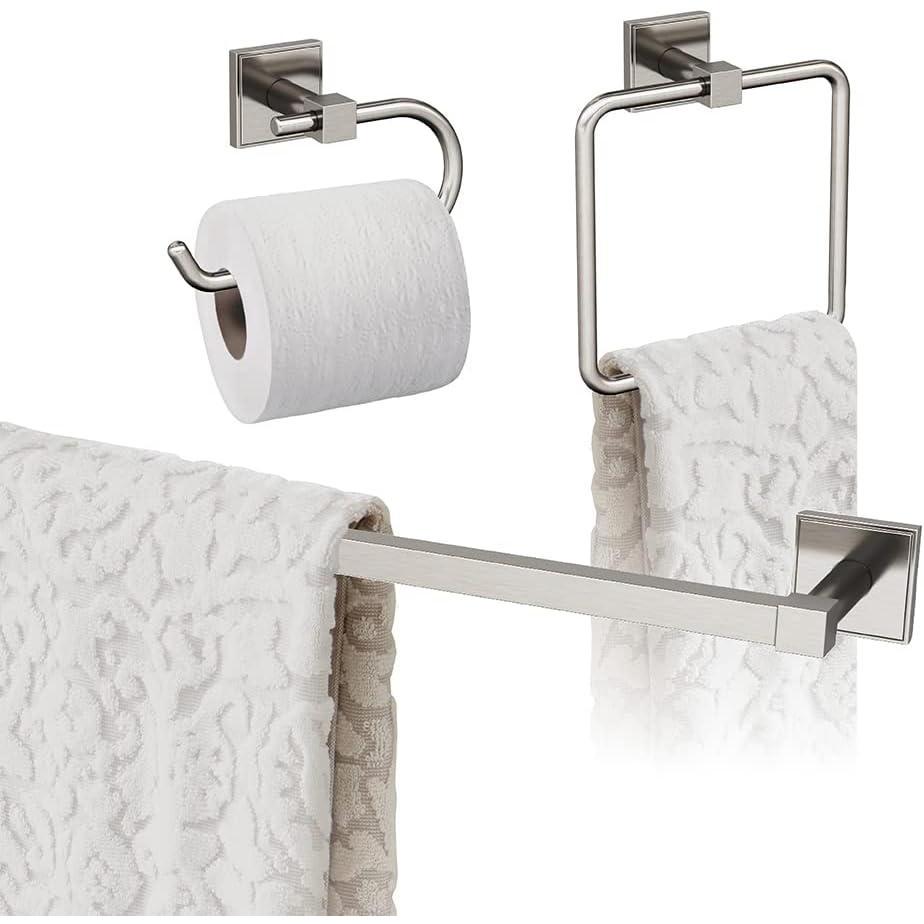 image:imageAmerock Brushed Nickel Appoint Towel Bar 24 inch 610 mm 3 Piece Bathroom Accessories Set