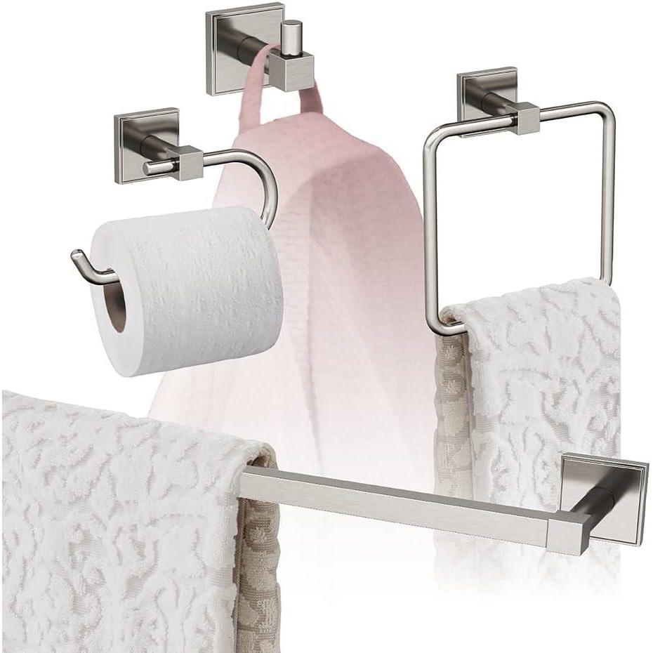 image:imageAmerock Brushed Nickel Appoint Towel Bar 24 inch 610 mm 4 Piece Bathroom Accessories Set