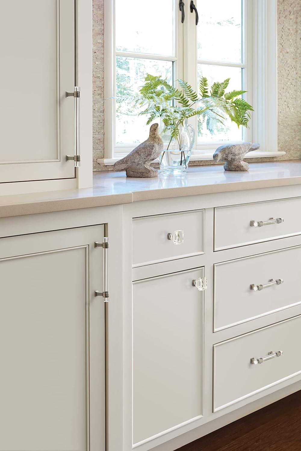 image:imageAmerock Cabinet Pull ClearGunmetal 3 inch 76 mm Center to Center Glacio 1 Pack Drawer Pull Drawer Handle Cabinet HardwareClearGunmetal