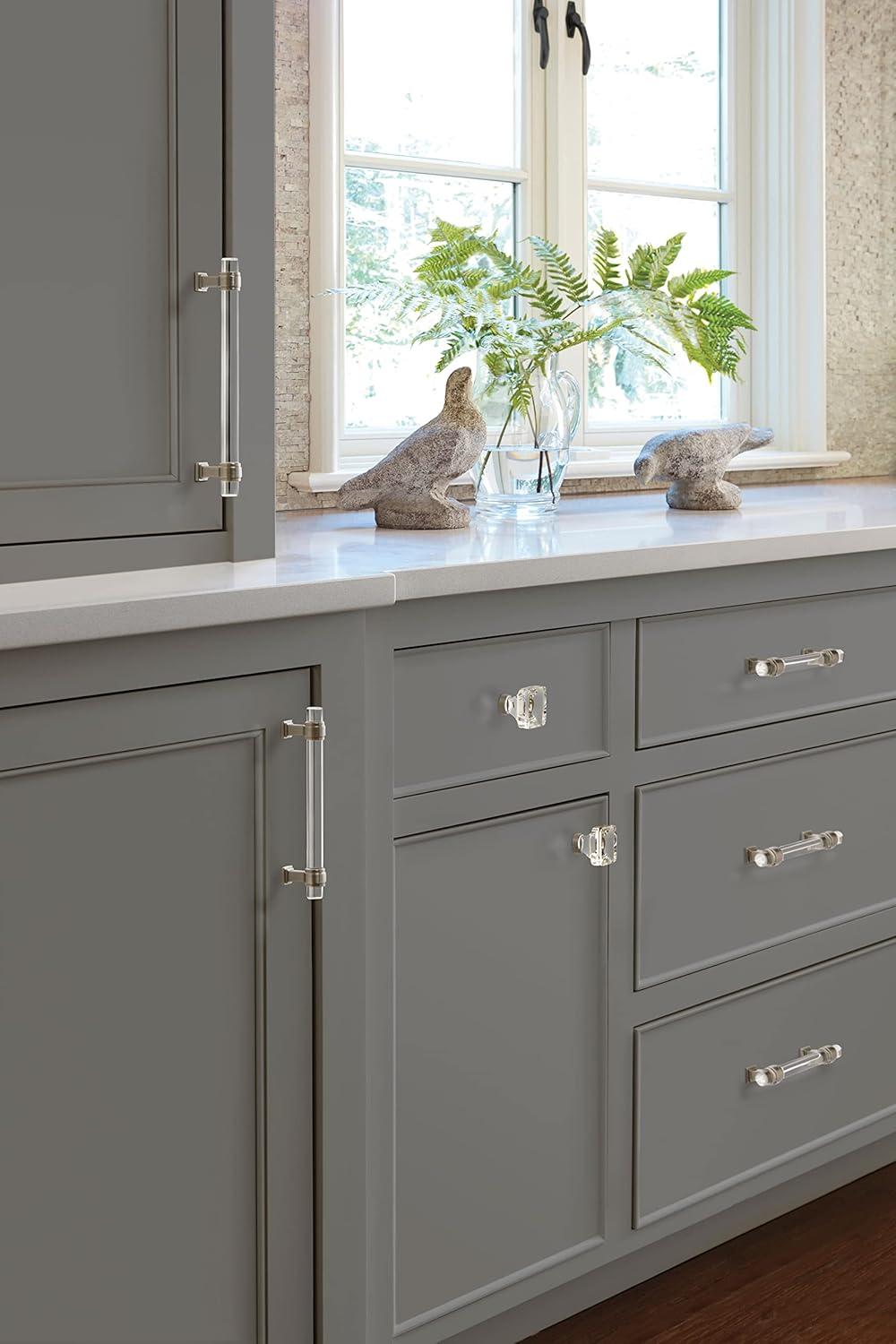 image:imageAmerock Cabinet Pull ClearGunmetal 3 inch 76 mm Center to Center Glacio 1 Pack Drawer Pull Drawer Handle Cabinet HardwareClearGunmetal