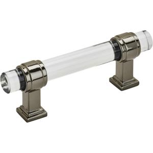 Amerock | Cabinet Pull | Clear/Gunmetal | 3 inch (76 mm) Center to Center | Glacio | 1 Pack | Drawer Pull | Drawer Handle | Cabinet Hardware(Clear/Gunmetal)