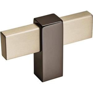 Amerock | Cabinet Knob | Black Brushed Nickel/Polished Chrome | 2-3/8 inch (60 mm) Length | Mulino | 1 Pack | Drawer Knob | Cabinet Hardware(Silver Champagne/Black Nickel)