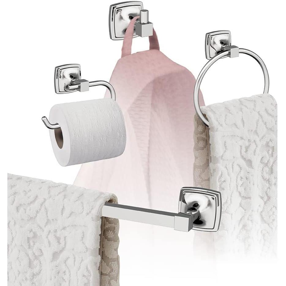 image:imageAmerock  Chrome  Stature  Towel Bar  18 inch 457 mm  4 Piece  Bathroom Accessories Set