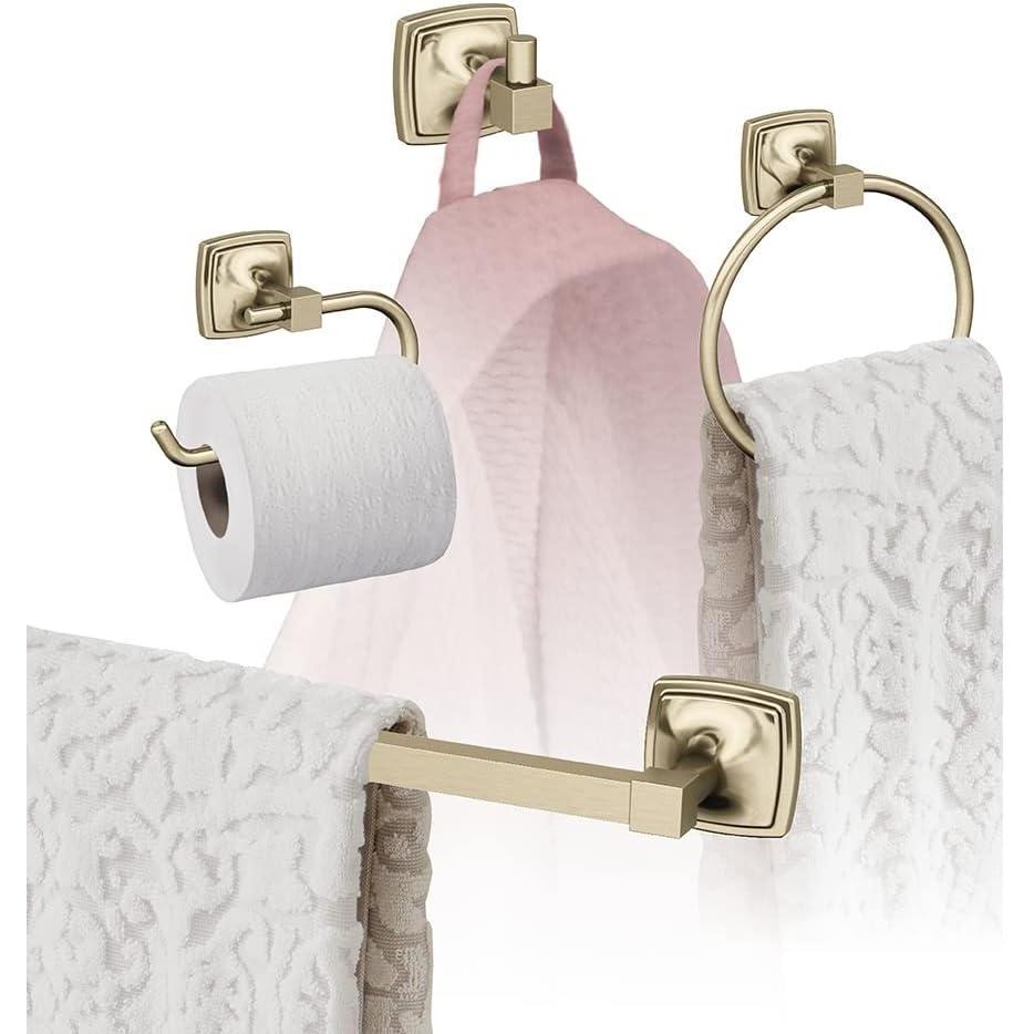 image:imageAmerock  Golden Champagne  Stature Towel Bar  18 inch 457 mm  4 Piece  Bathroom Accessories Set