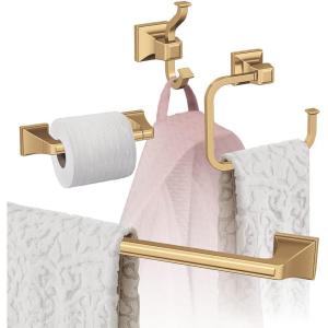 Amerock | Champagne Bronze | Mulholland | Towel Bar | 24 inch (610 mm) | 4 Piece | Bathroom Accessories Set