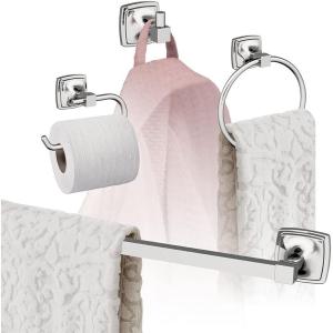 Amerock | Chrome | Stature | Towel Bar | 24 inch (610 mm) | 4 Piece | Bathroom Accessories Set