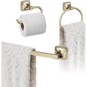 Amerock | Golden Champagne | Stature |Towel Bar | 18 inch (457 mm) | 3 Piece | Bathroom Accessories Set