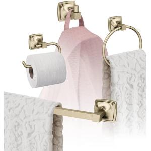 Amerock | Golden Champagne | Stature |Towel Bar | 18 inch (457 mm) | 4 Piece | Bathroom Accessories Set