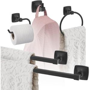 Amerock | Matte Black | Stature | 5 Piece | Bathroom Accessories Set