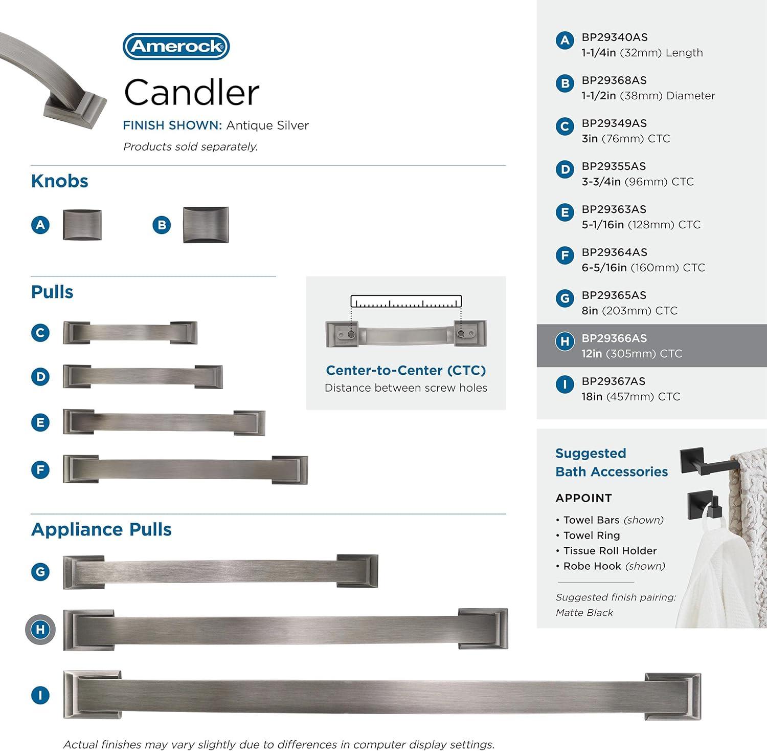 image:imageAmerock Cabinet Pull Venetian Bronze 334 inch 96 mm Center to Center Candler 1 Pack Drawer Pull Drawer Handle Cabinet HardwareAntique Silver