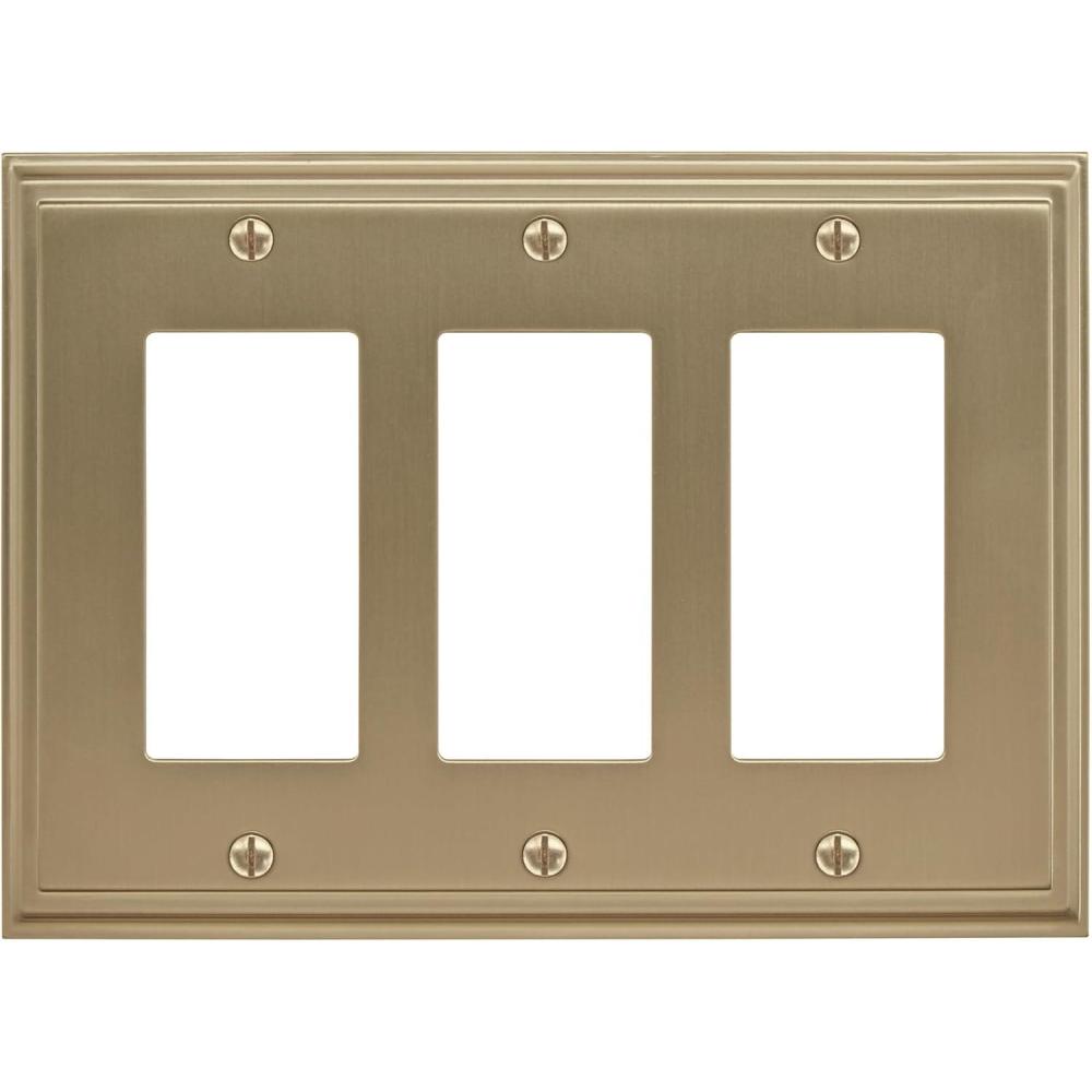 image:imageAmerock Wall Plate Golden Champagne 3 Rocker Switch Plate Cover Mulholland 1 Pack Decora Wall Plate Light Switch Cover