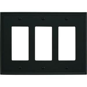 Amerock | Wall Plate | Black Bronze | 3 Rocker Switch Plate Cover | Mulholland | 1 Pack | Decora Wall Plate | Light Switch Cover