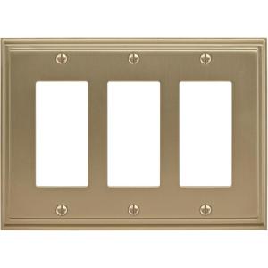 Amerock | Wall Plate | Golden Champagne | 3 Rocker Switch Plate Cover | Mulholland | 1 Pack | Decora Wall Plate | Light Switch Cover
