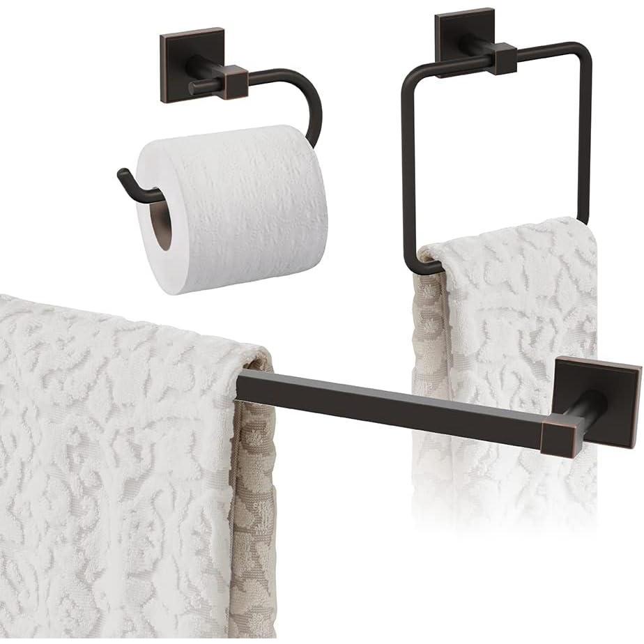 image:imageAmerock Oil Rubbed Bronze Appoint Towel Bar 24 inch 610 mm 3 Piece Bathroom Accessories Set