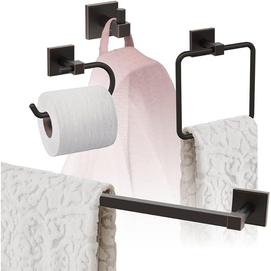 image:imageAmerock Oil Rubbed Bronze Appoint Towel Bar 24 inch 610 mm 4 Piece Bathroom Accessories Set