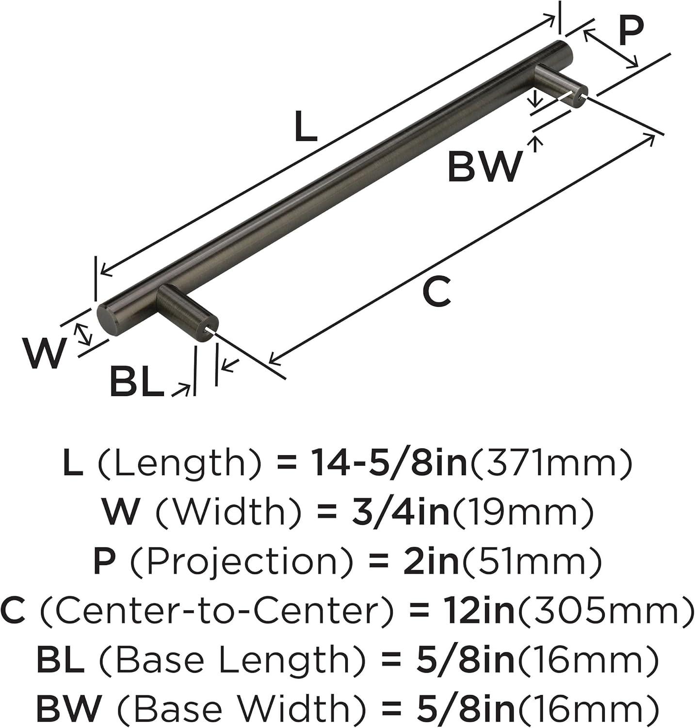 image:imageAmerock Appliance Pull Gunmetal 12 inch 305 mm Center to Center Bar Pulls 1 Pack Drawer Pull Drawer Handle Cabinet Hardware
